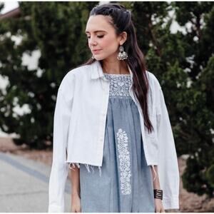 Mi Golondrina Mexico Flores Blouse in Gray Size Small